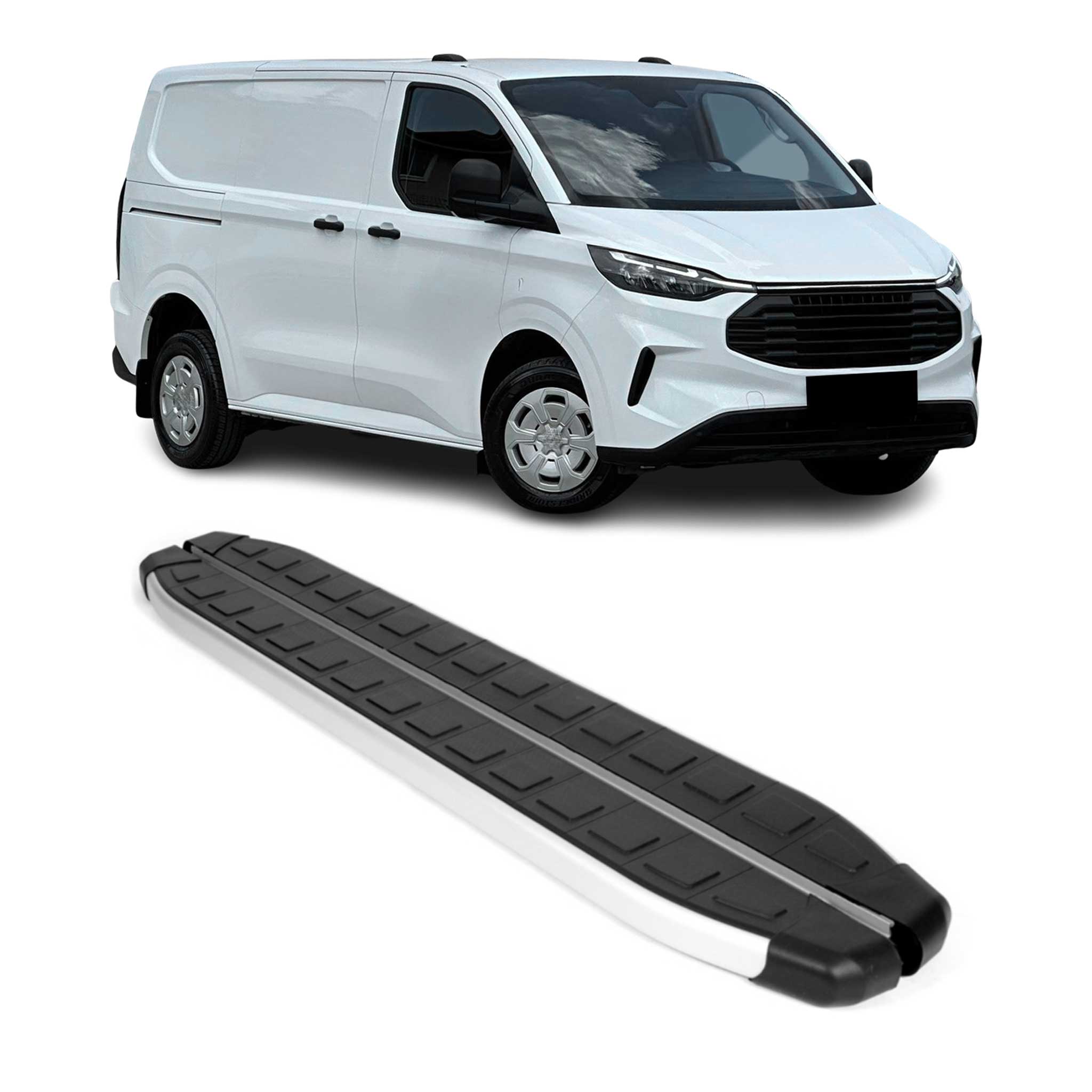 Trittbretter Schweller Seitenschweller für Ford Transit Custom 2023-2026 L1 Alu