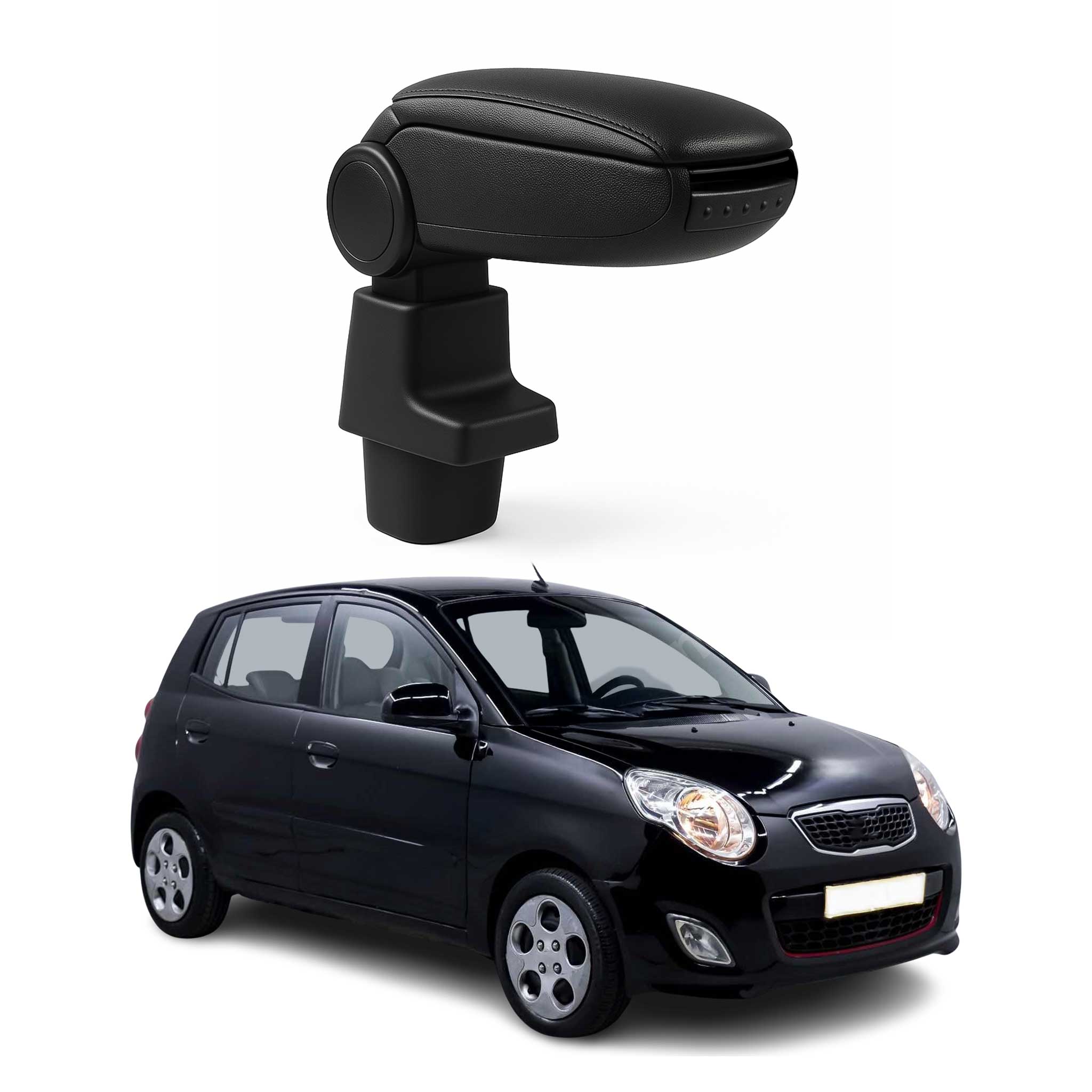 Mittelarmlehne Armlehne Mittelkonsole für Kia Picanto 2011-2017 PU-Leder Schwarz