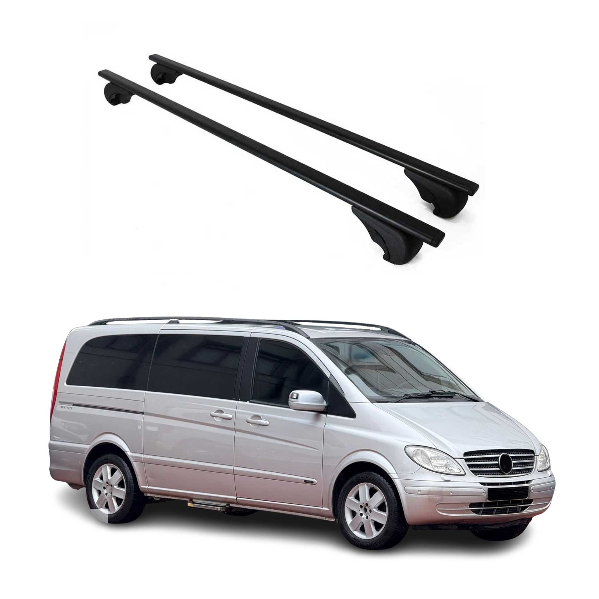 Dachträger Grundtäger für Mercedes Viano W639 2003-2014 75kg Metall Schwarz 2x