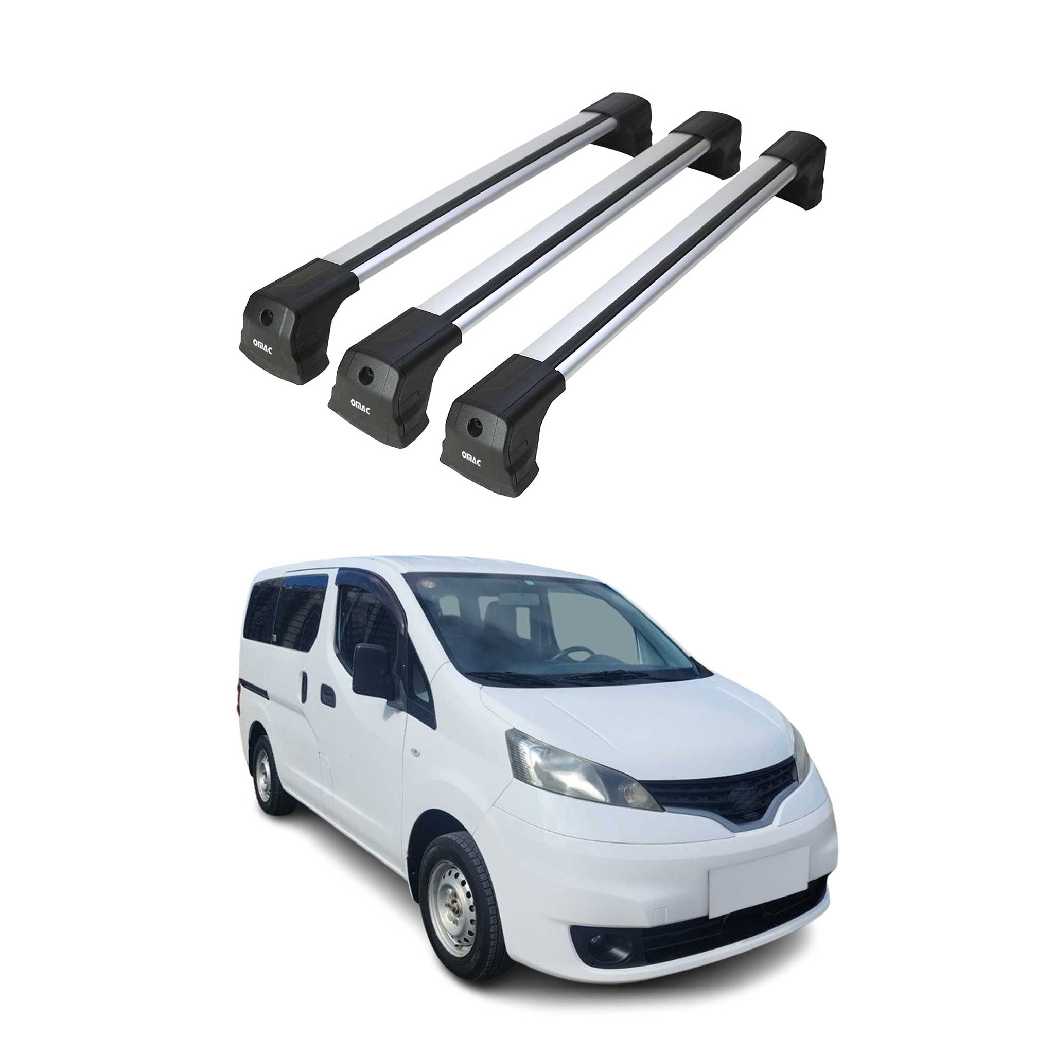Dachträger Grundtäger für Nissan NV200 2009-2021 75kg Aluminium Silber 3tlg
