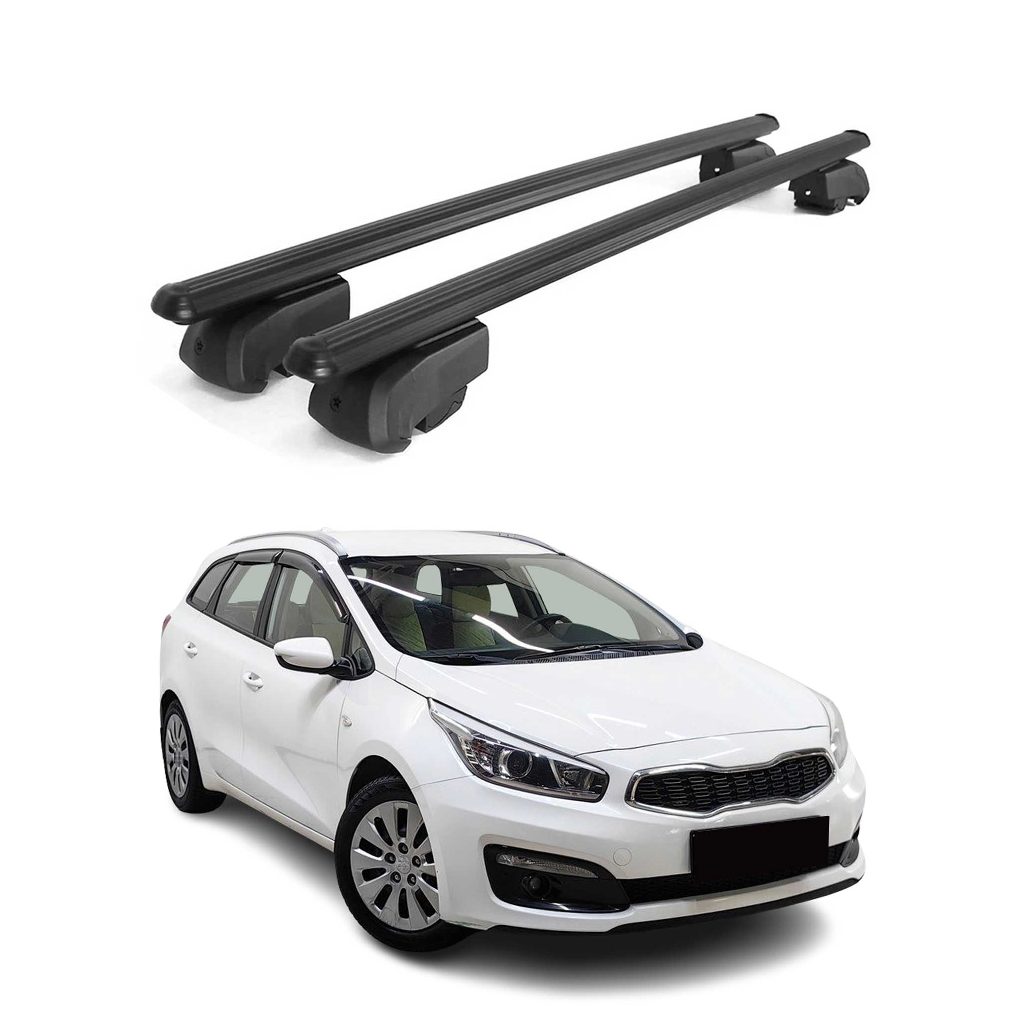 Dachträger Gepäckträger für Kia Ceed JD SW 2012-2018 ABE Aluminium Schwarz