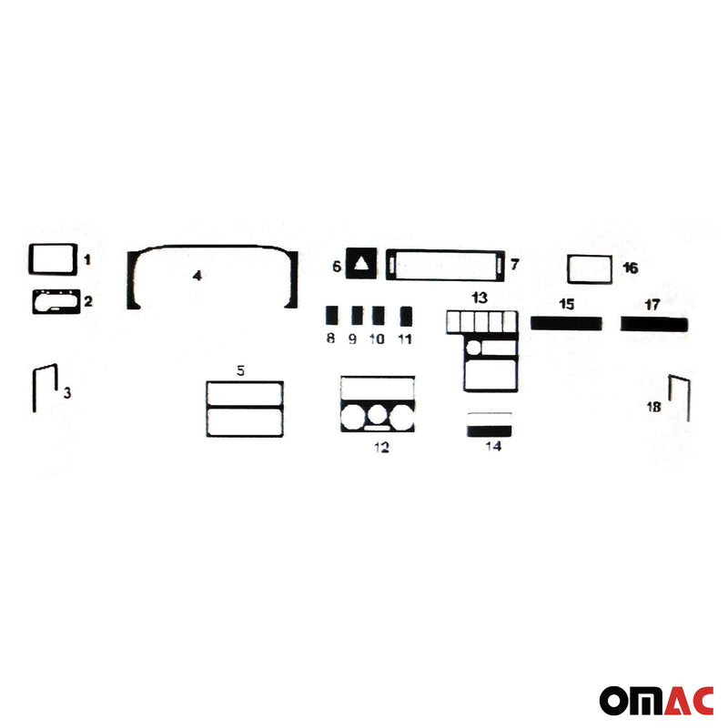 1990-2003 VW T4 Transporter Innenraum Dekor Cockpit Aluminium Optik 18 tlg