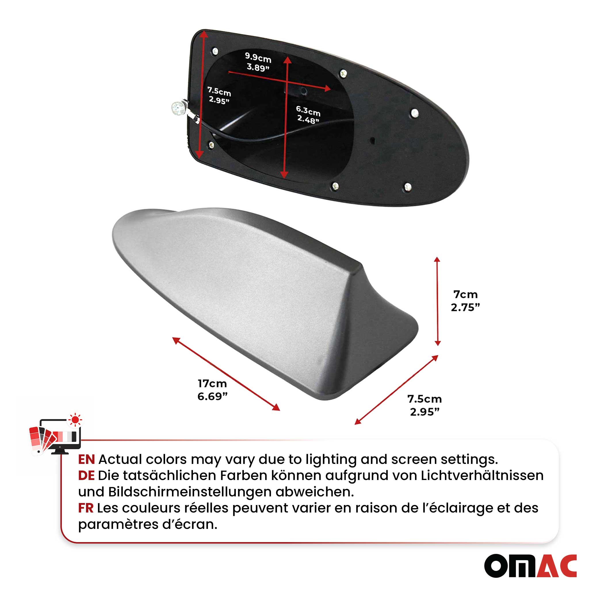 Dachantenne Autoantenne AM/FM Autoradio Shark Antenne Haifischflosse Dunkel Grau