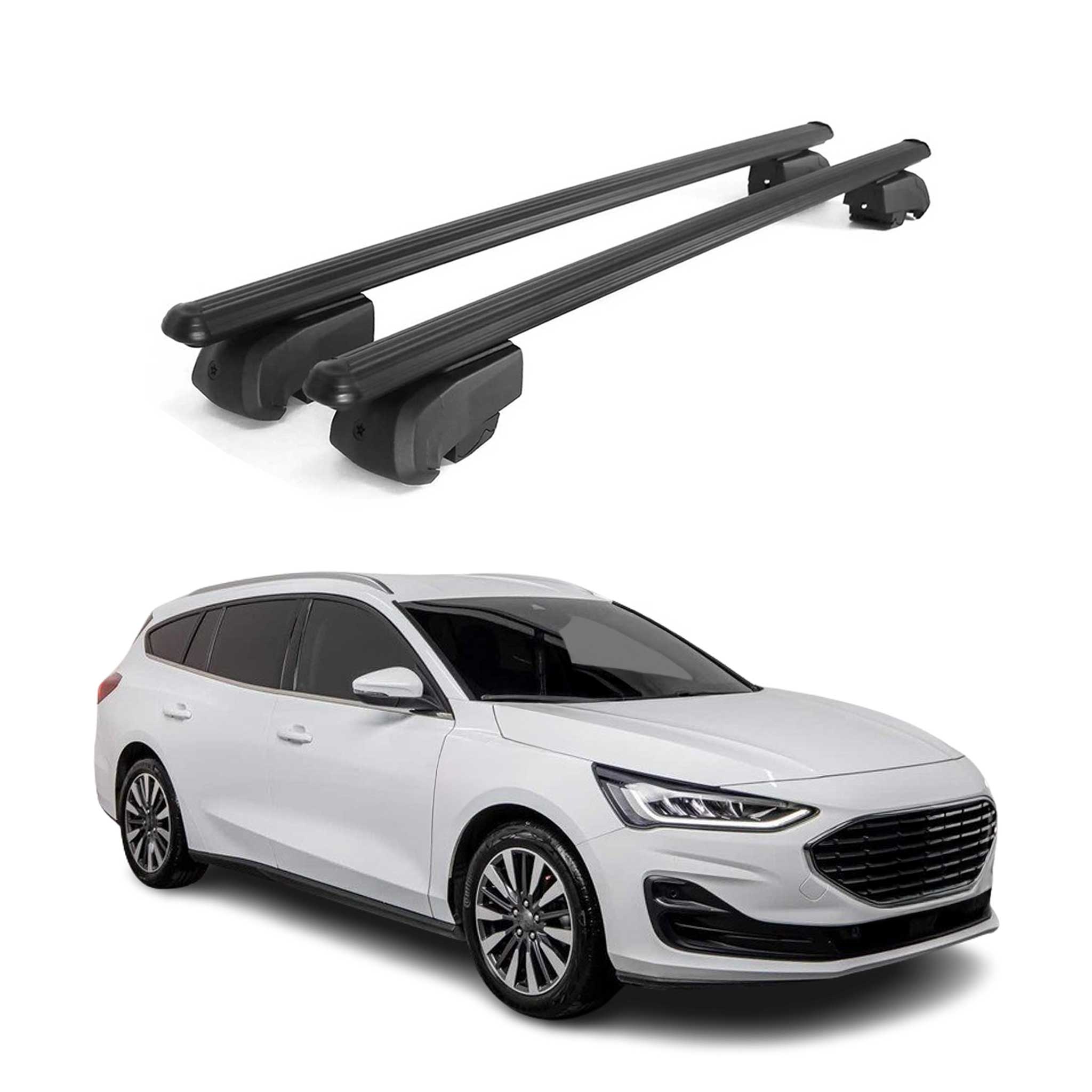 Dachträger Grundtäger für Ford Focus Turnier C519 2018-2025 75kg Alu Schwarz 2x