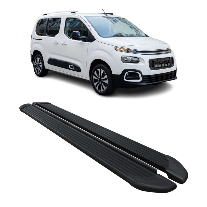 Seitenschweller Trittbretter für Citroen Berlingo L1 2018-2025 Kombi Alu Schwarz