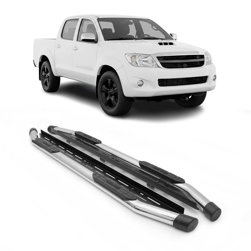 Edelstahl Trittbretter Schwellerrohre für Toyota Hilux DoubleCab 2006-15 Silber