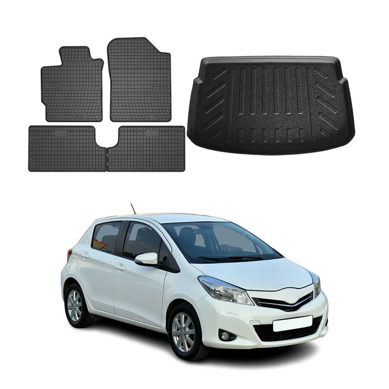 Fußmatten & Kofferraumwanne Set für Toyota Yaris Schrägheck 2012-2025 Gummi 5x