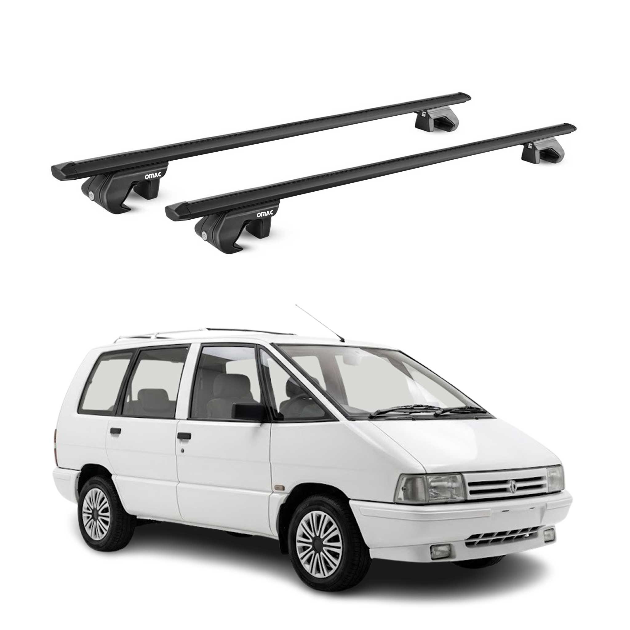 Dachträger Grundtäger für Renault Espace I 1984-1991 90kg Alu Schwarz 2 tlg ABE