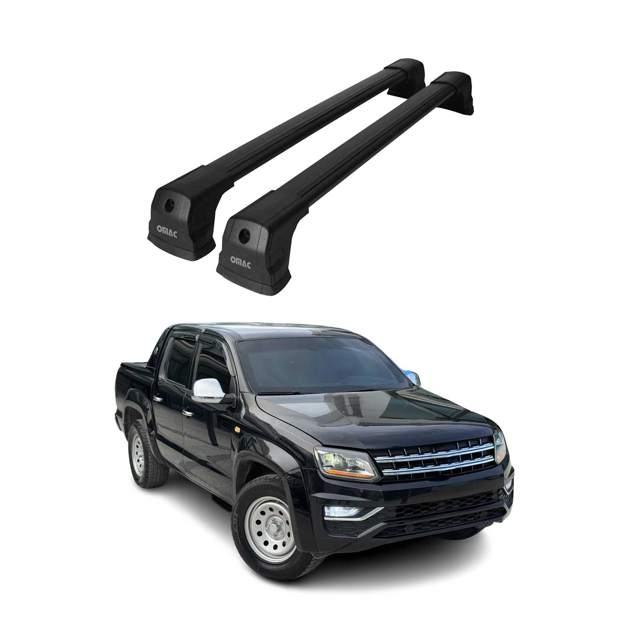 Dachträger Grundtäger für VW Amarok I 2010-2020 75kg Aluminium Schwarz 2 tlg