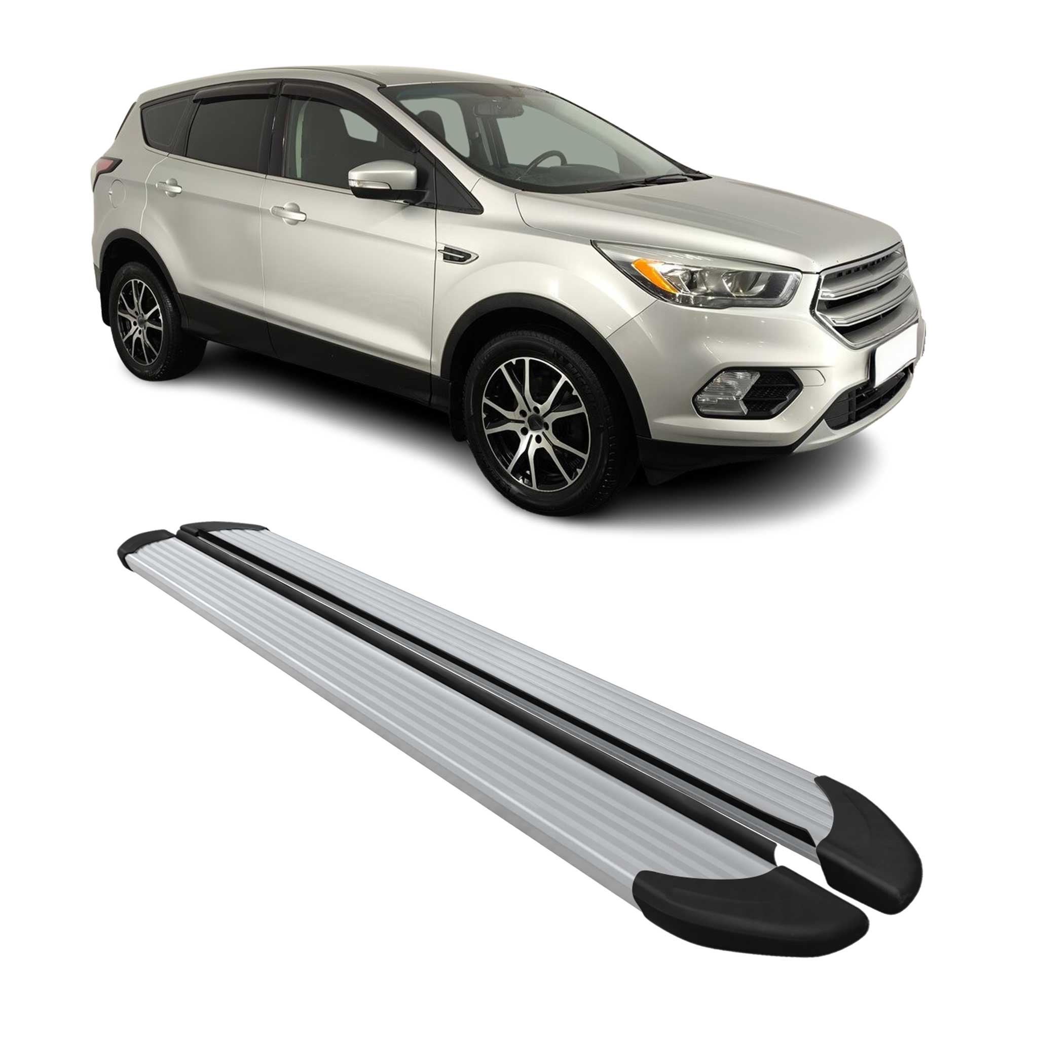 Seitenschweller Trittbretter Schweller für Ford Kuga II 2012-19 Aluminium Silber