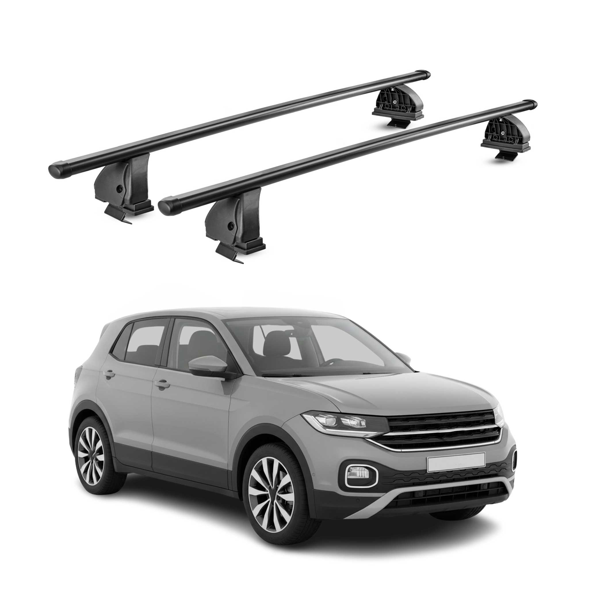Stahl Dachträger für VW T-Cross (Ohne Dachreling) 2018-2026 TÜV 75 kg 2x Schwarz