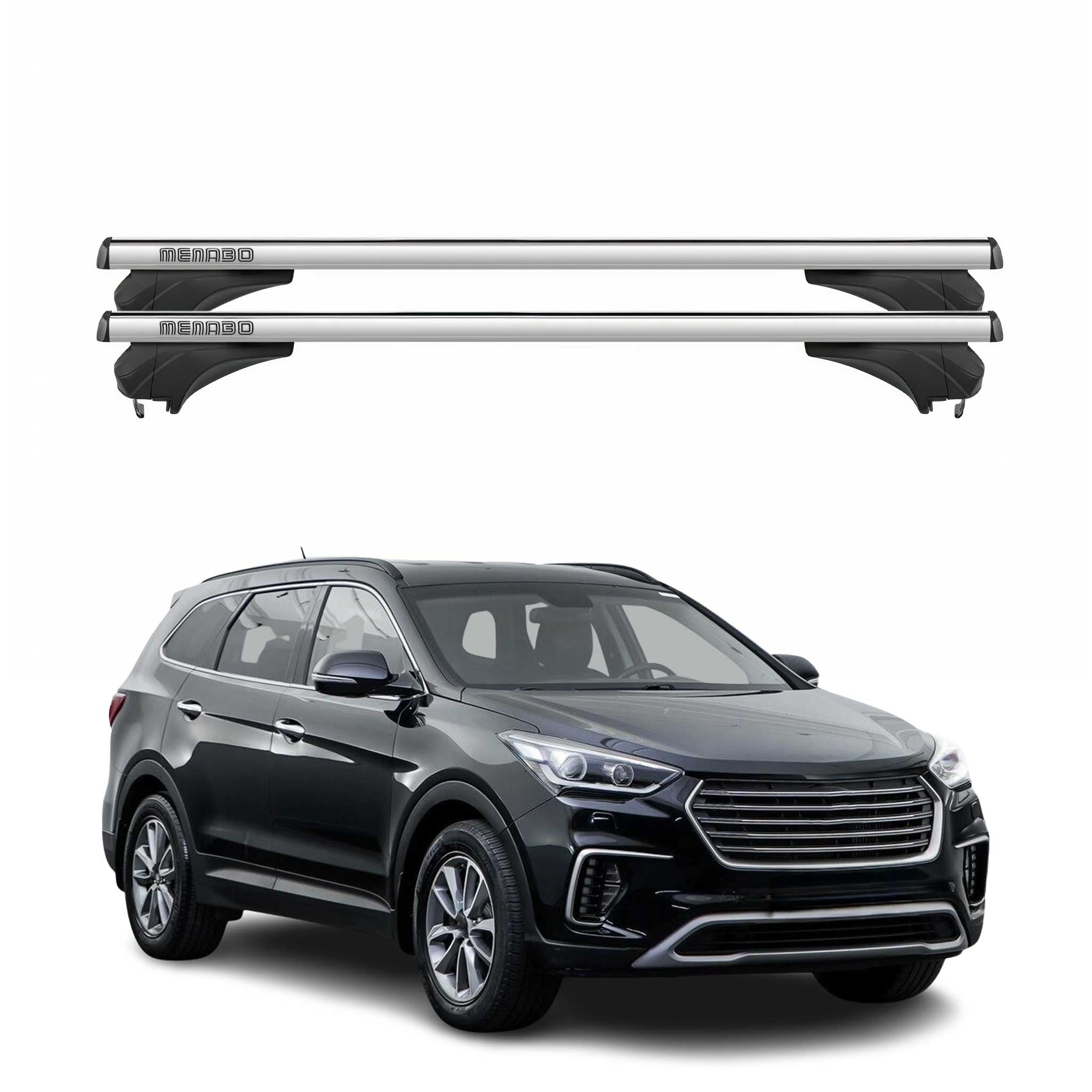 Menabo Dachträger Grundtäger für Hyundai Santa Fe 2012-2018 Aluminium Silber 2x