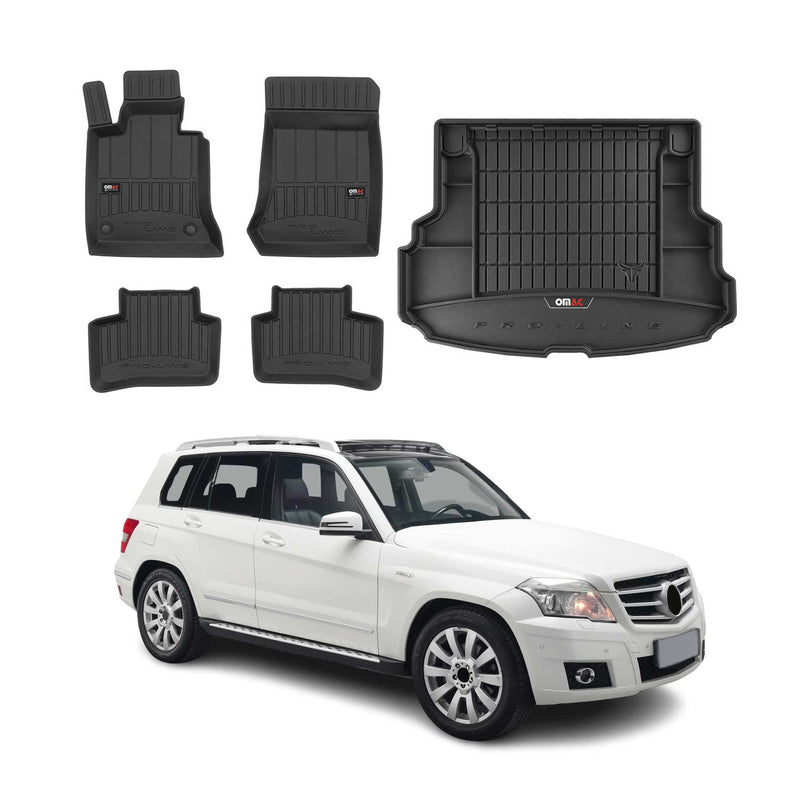 OMAC Fußmatten & Kofferraumwanne Set für Mercedes GLK X204 2008-2015 Gummi 5x