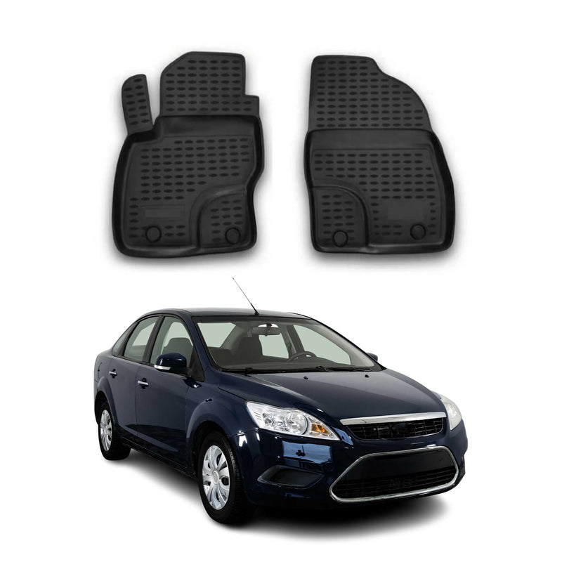 OMAC Gummimatten Fußmatten für Ford Focus mk2 2004-2011 TPE Schwarz 2x