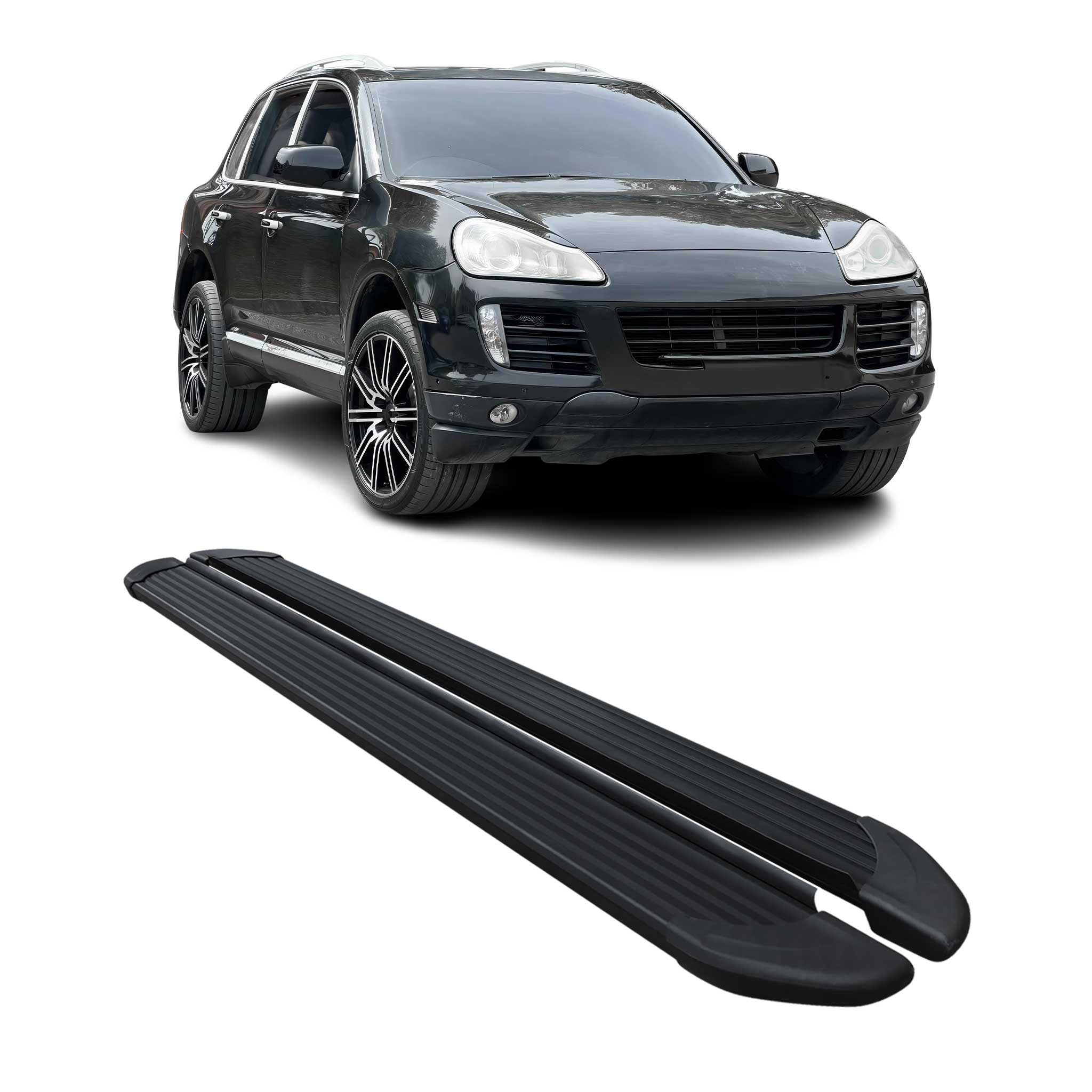 Seitenschweller Trittbretter Schweller für Porsche Cayenne 2003-2010 Alu Schwarz