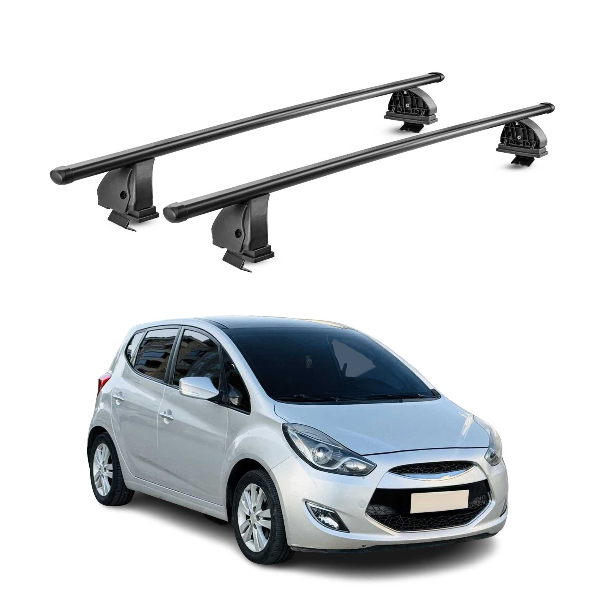 Stahl Dachträger für Hyundai ix20 2010-2019 TÜV Abschließbar 75 kg 2tlg Schwarz