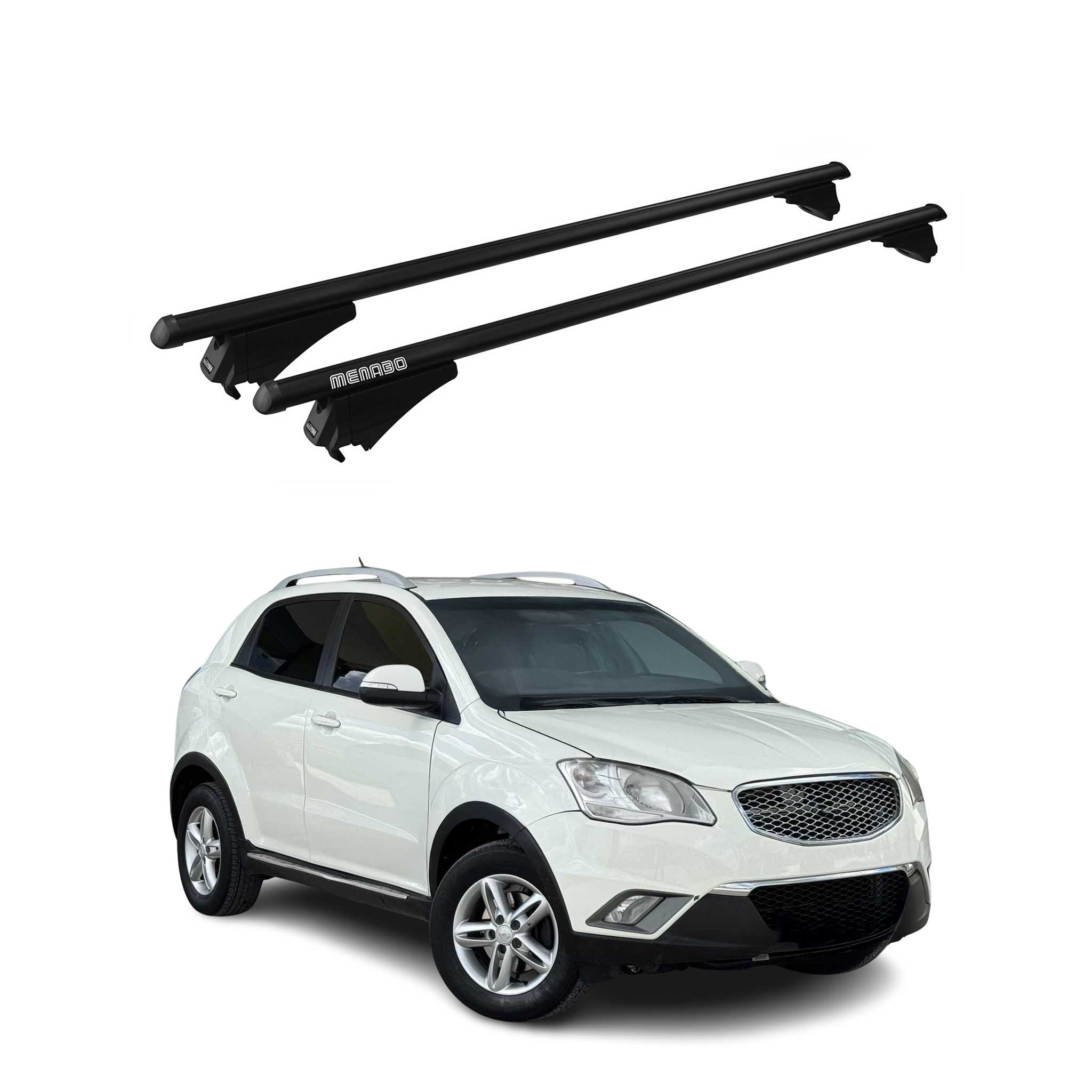 Menabo Dachträger Grundtäger für Ssangyong Korando 2019-2026 75kg Alu Schwarz 2x
