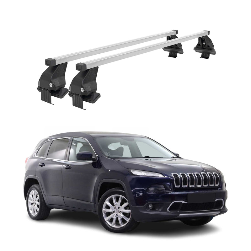 Menabo Dachträger für Jeep Cherokee KL 2014-2018 Pre-FL 50kg Stahl Silber 2x