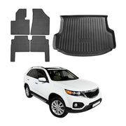 Fußmatten & Kofferraumwanne Set für Kia Sorento 2009-2015 Gummi TPE Schwarz 5x