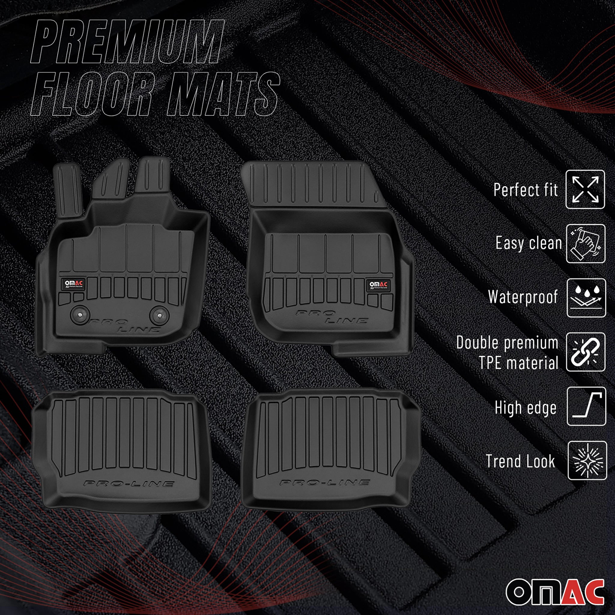 OMAC Gummi Fußmatten für Ford Mondeo mk5 2014-2022 Premium TPE Automatten 4tlg