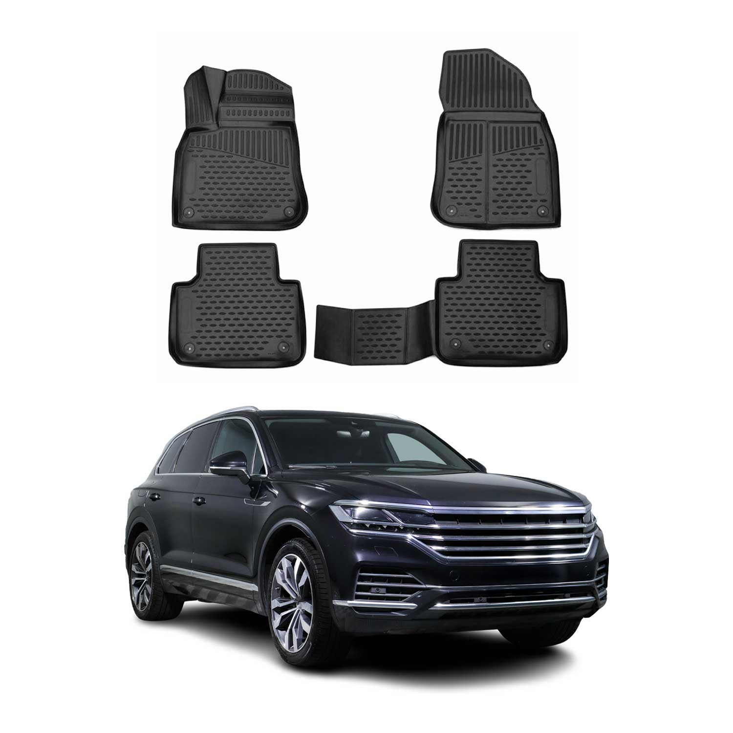 OMAC Gummimatten Fußmatten für VW Touareg 2018-2024 TPE Automatten Schwarz 4x