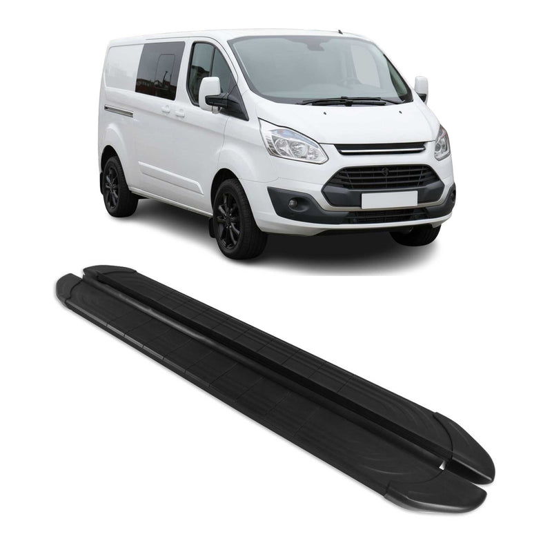 Trittbretter Seitenschweller für Ford Transit Custom 2012-2024 L2 Alu Schwarz