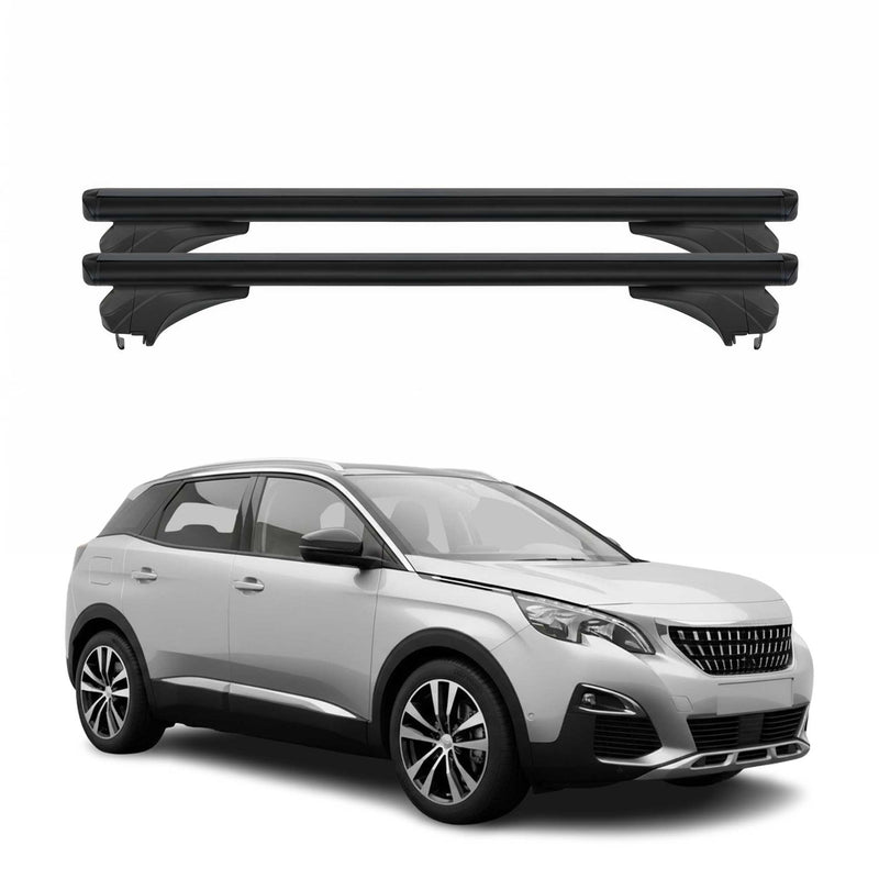 Menabo Dachträger Grundtäger für Peugeot 3008 2016-2024 Aluminium Schwarz 2 tlg