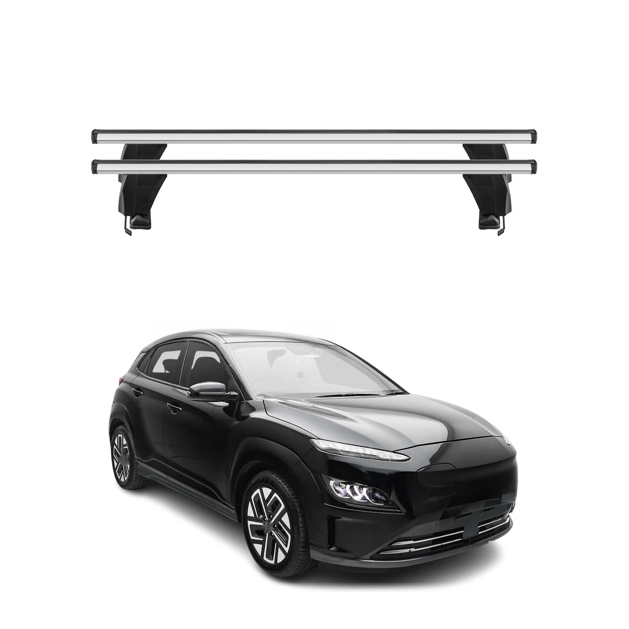 Menabo Dachträger Grundtäger für Hyundai Kona Electric 2018-2023 50kg Alu Silber