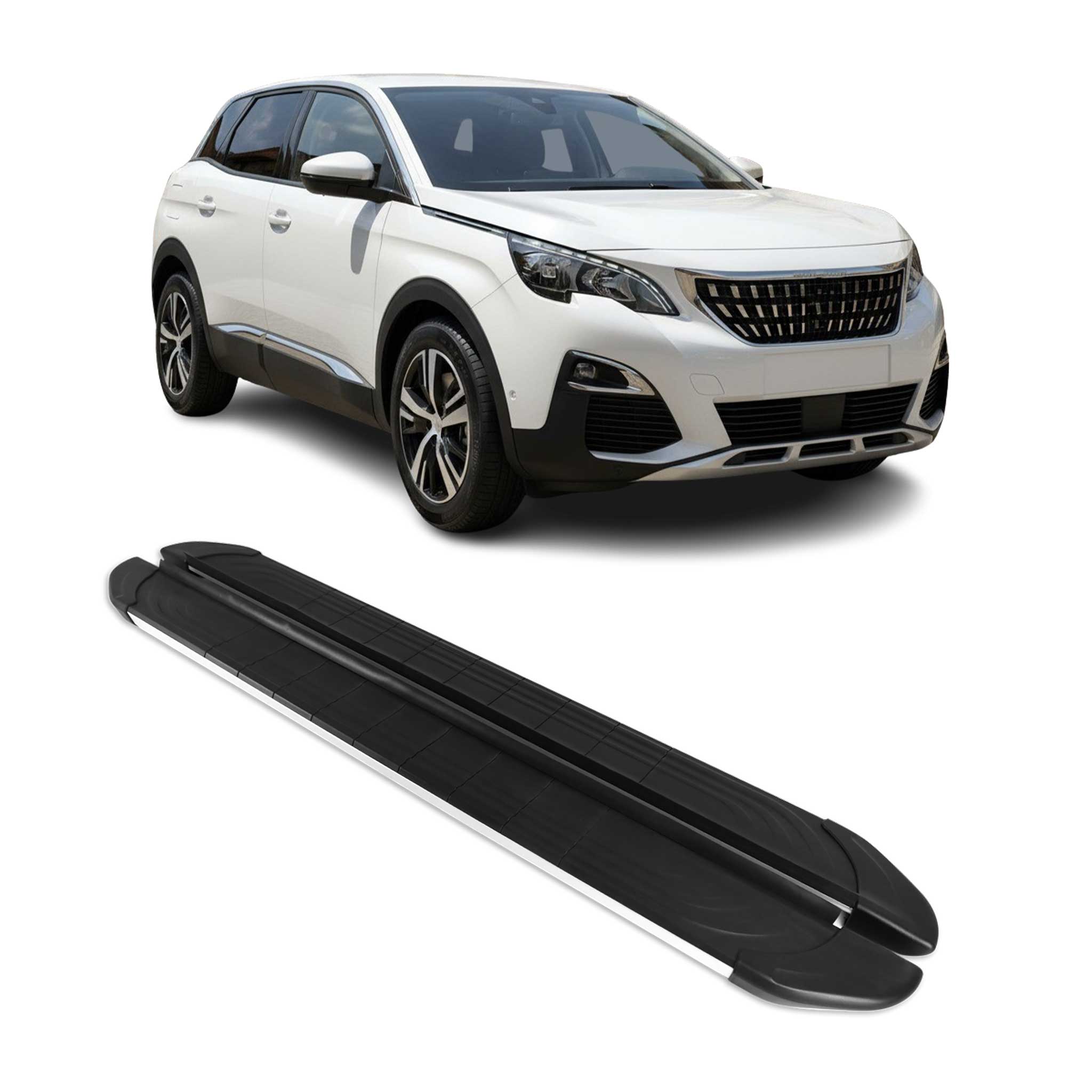 Trittbretter Seitenschweller für Peugeot 3008 2016-2024 Aluminium Schwarz Silber