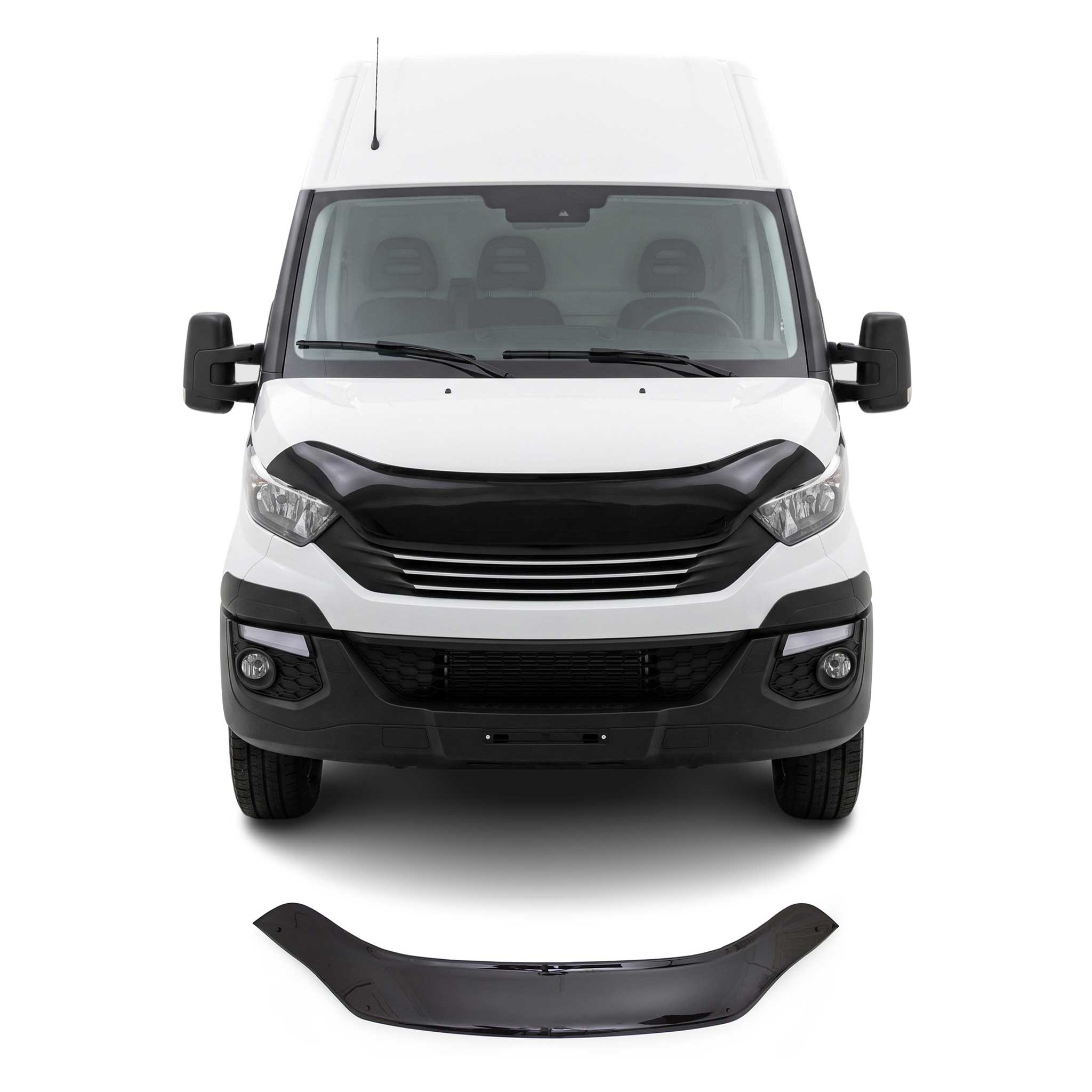 Motorhaube Deflektor Steinschlagschutz für Iveco Daily 2014-2023 Auto Schwarz 1x