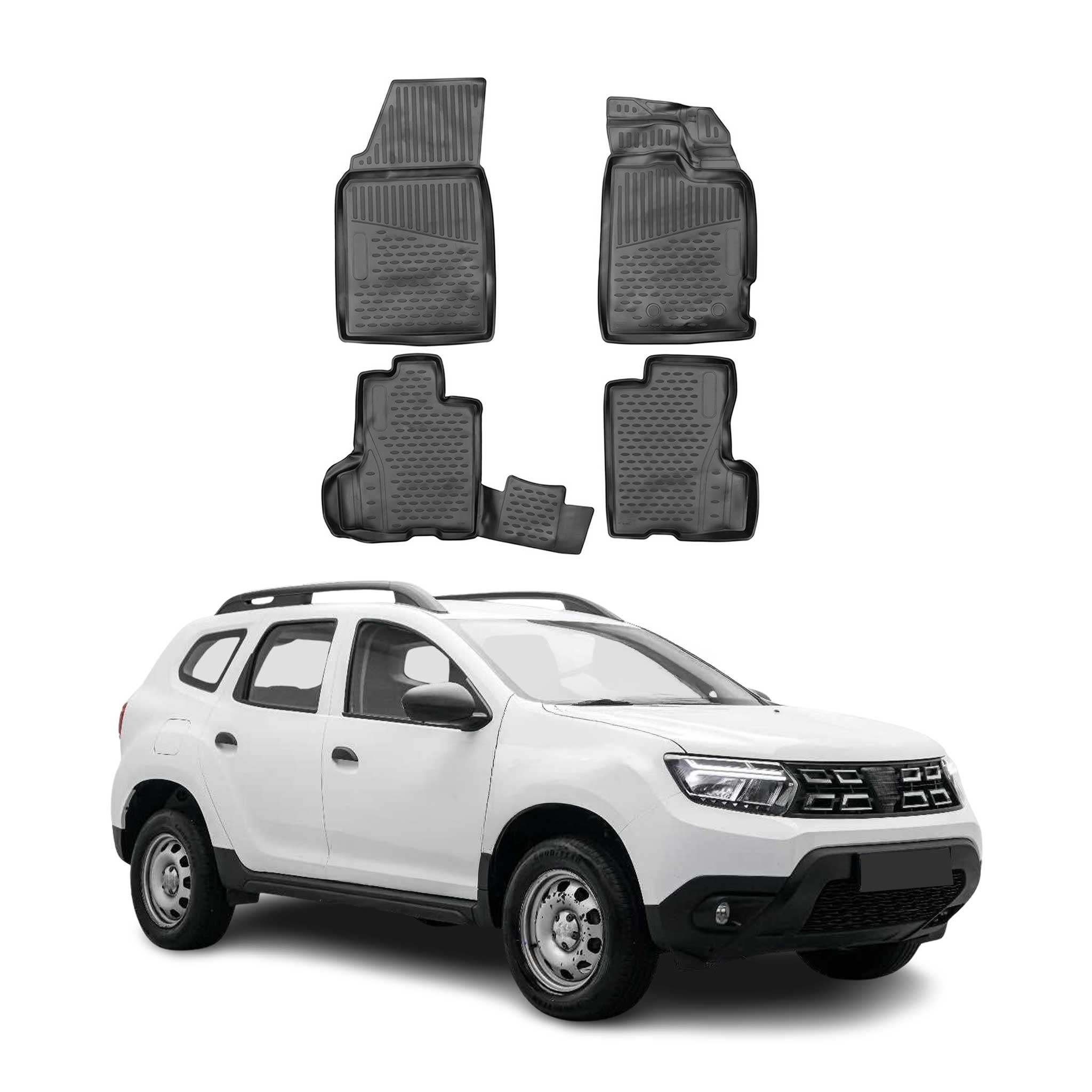 OMAC Gummimatten Fußmatten für Dacia Duster 2018-2024 TPE Automatten Schwarz 4x