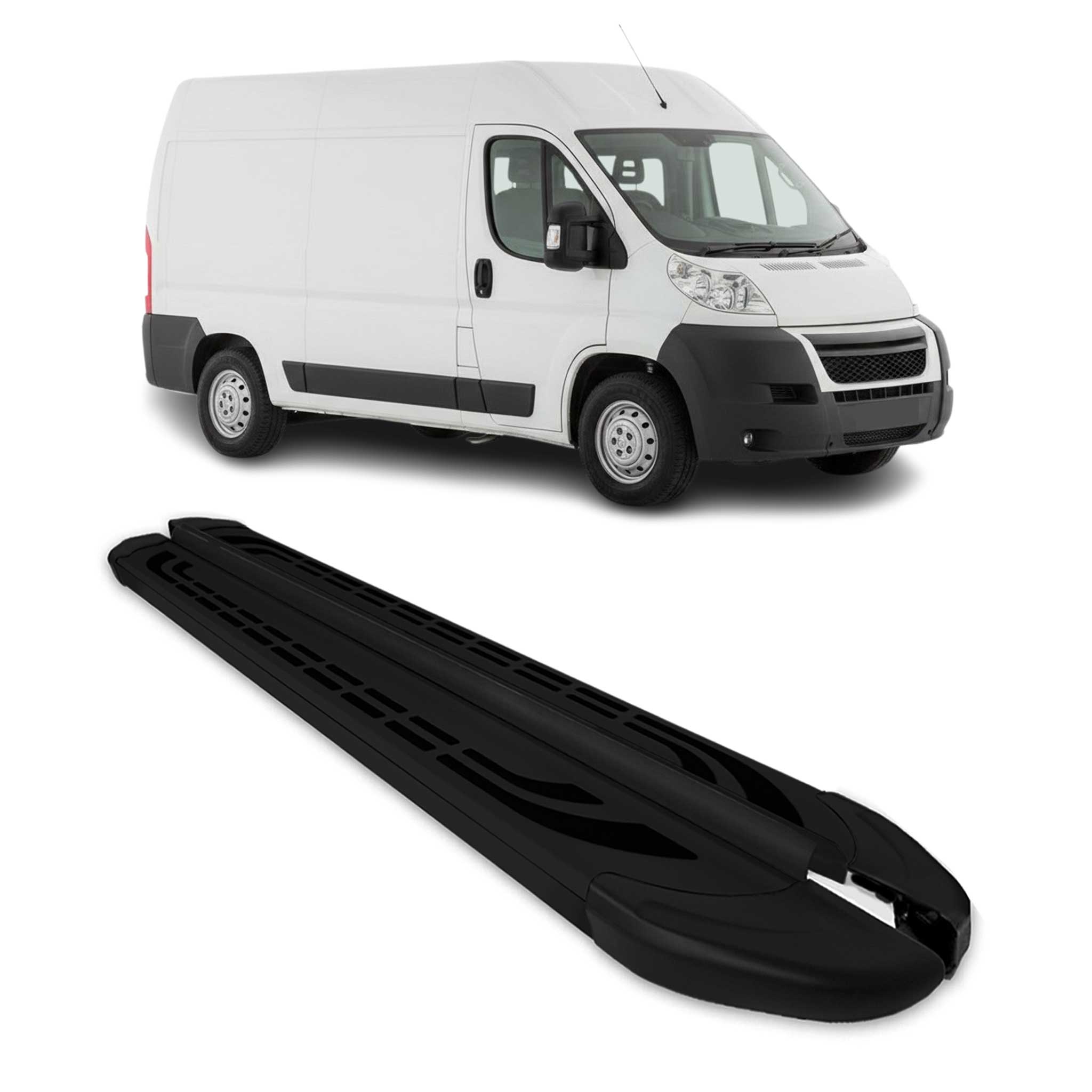 Trittbretter Schweller Seitenbretter für Citroen Jumper 2006-2026 L2 Alu Schwarz