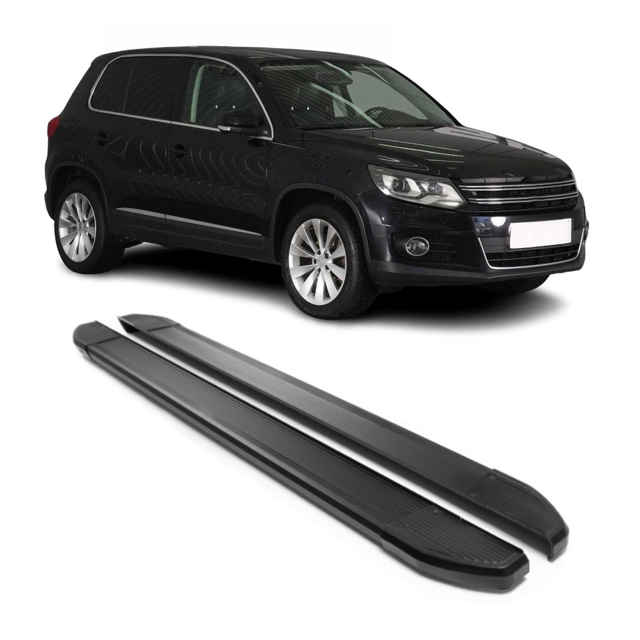 Aluminium Seitenschweller Trittbretter für VW Tiguan 2007-2016 Schwarz 2tlg
