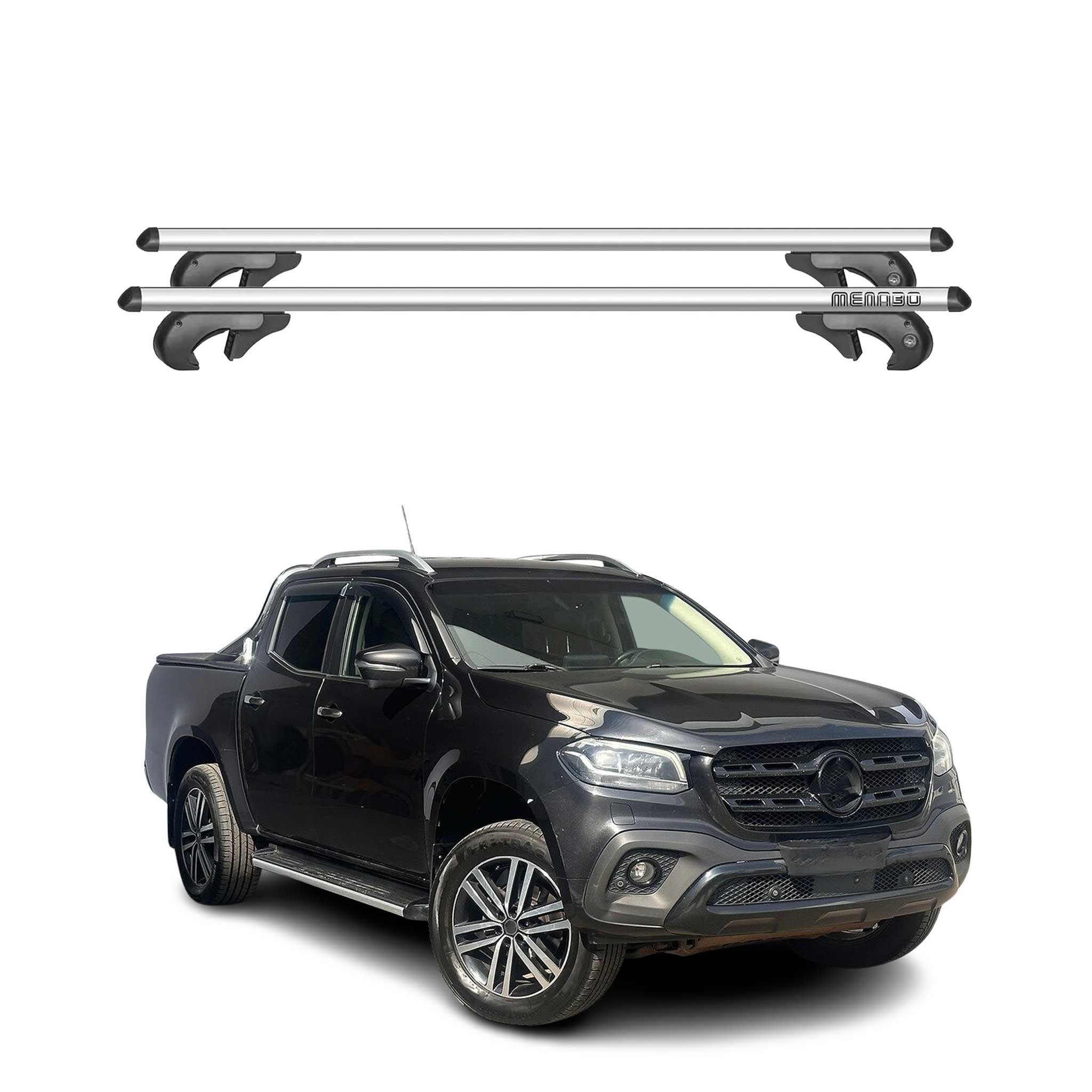Menabo Dachträger Grundtäger für Mercedes X Klasse 470 2017-2020 90kg Alu Silber