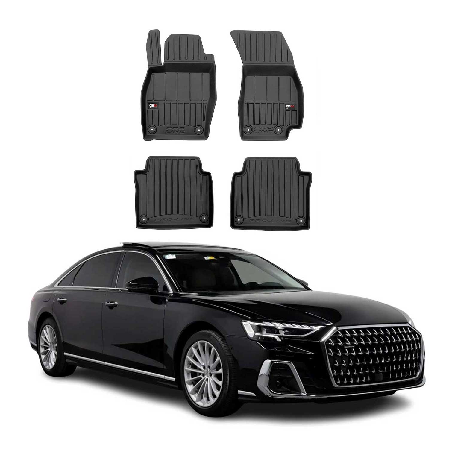 Fußmatten Gummimatten für Audi A8 S8 D5 Kurzer 2018-2026 OMAC Premium Schwarz