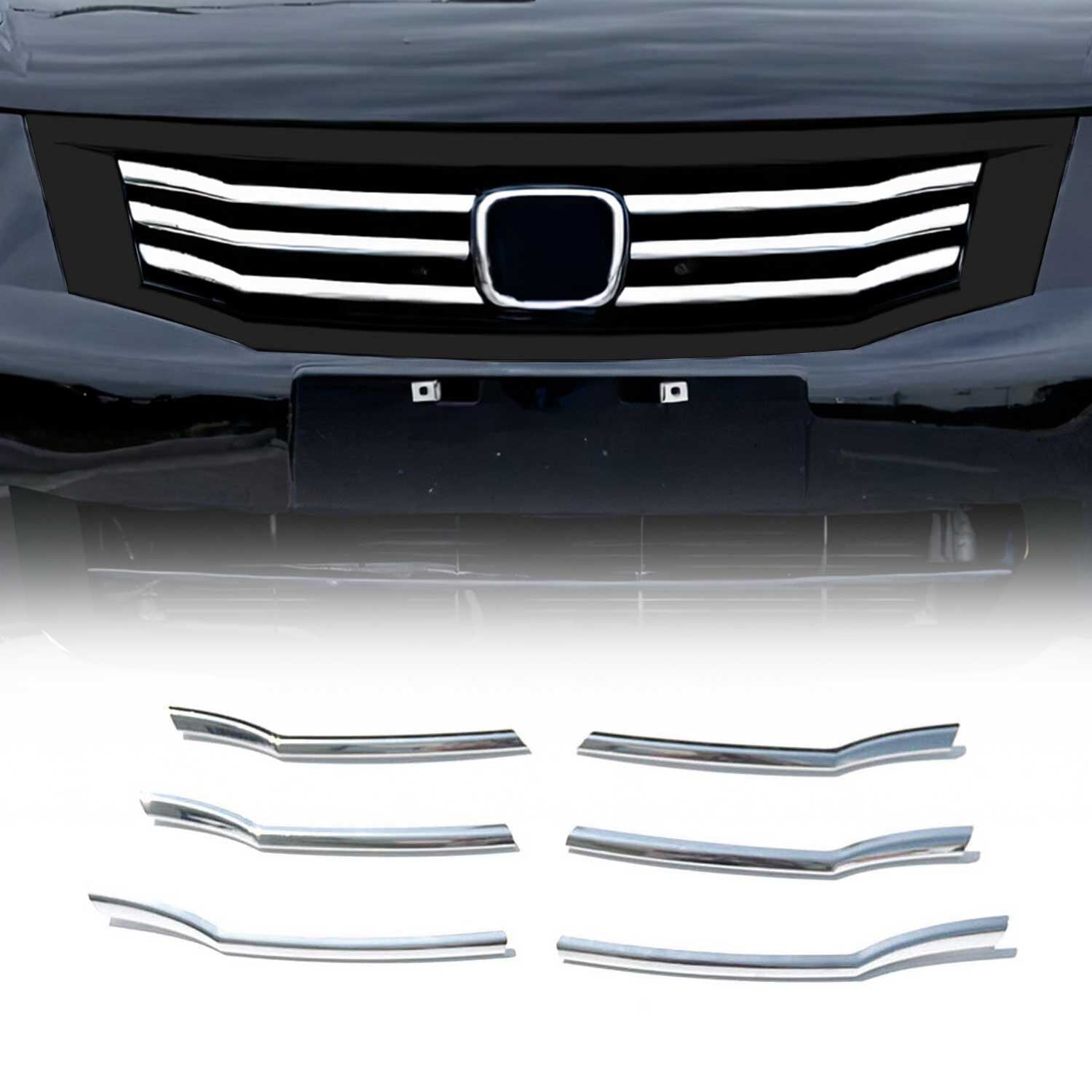 Kühlergrill Leisten Grillleisten für Honda Accord 2007-2012 Chrom ABS Silber 6x