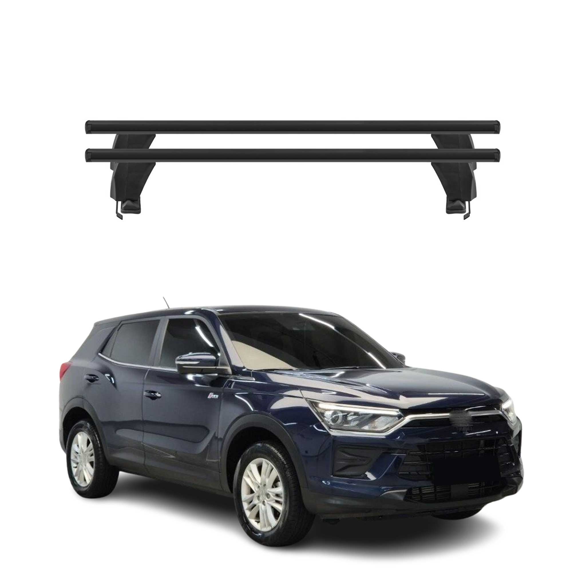 Menabo Dachträger Grundträger für Ssangyong Korando mk4 2019-2026 Alu Schwarz 2x