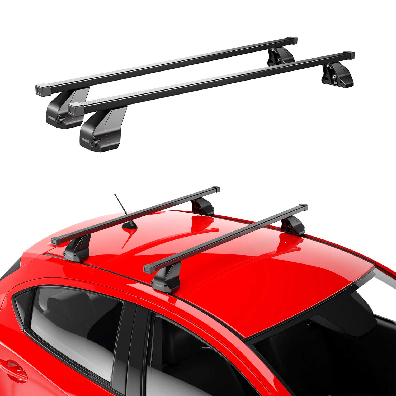 Menabo Dachträger Grundtäger für Porsche Taycan 2019-2026 75kg Stahl Schwarz 2x