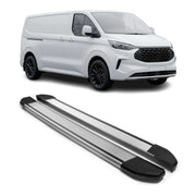 Trittbretter Seitenschweller für Ford Tourneo Custom 2023-2026 L2 Alu Grau 2 tlg