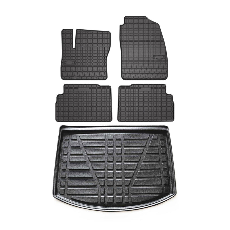 Fußmatten & Kofferraumwanne Set für Ford C-Max 2010-2019 5tür Gummi Schwarz 5x