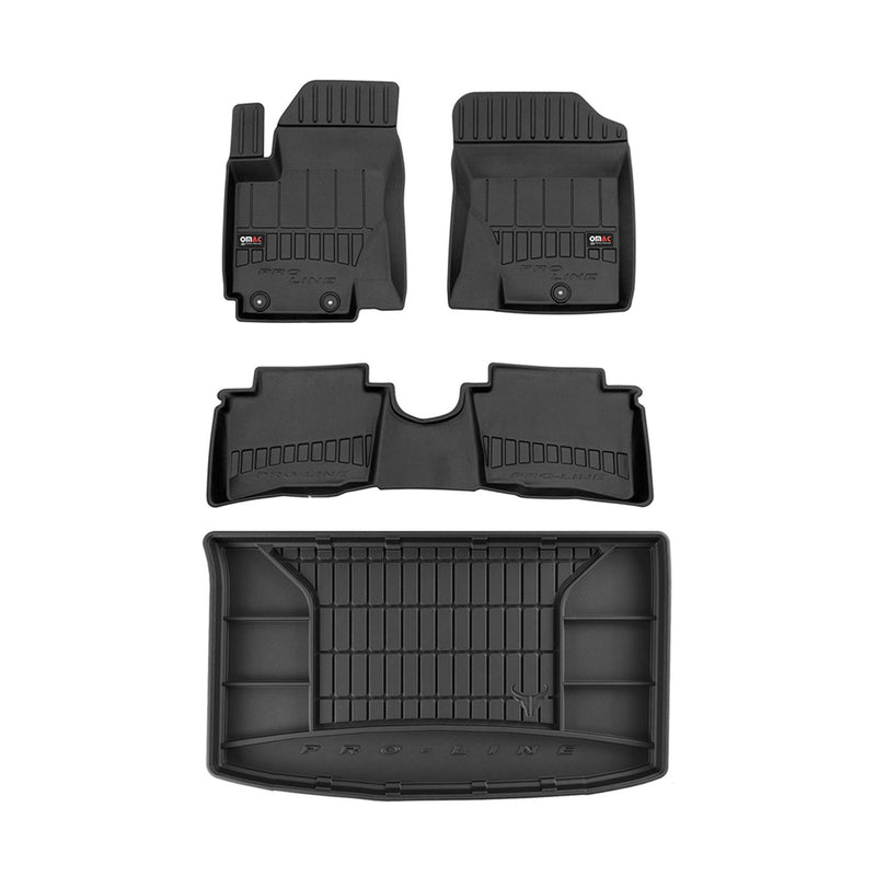 OMAC Fußmatten & Kofferraumwanne Set für Hyundai i20 2008-2014 Gummi Schwarz 4x