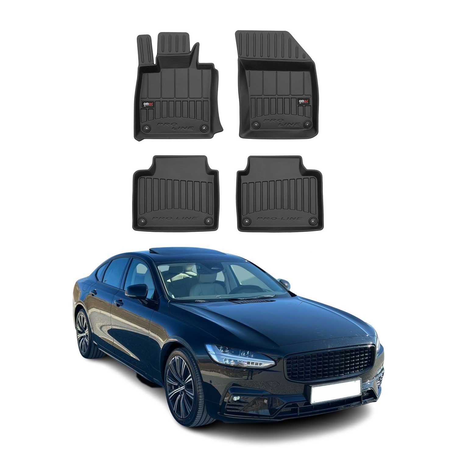 OMAC Gummi Fußmatten für Volvo S90 V90 2016-2024 Premium TPE Automatten 4tlg