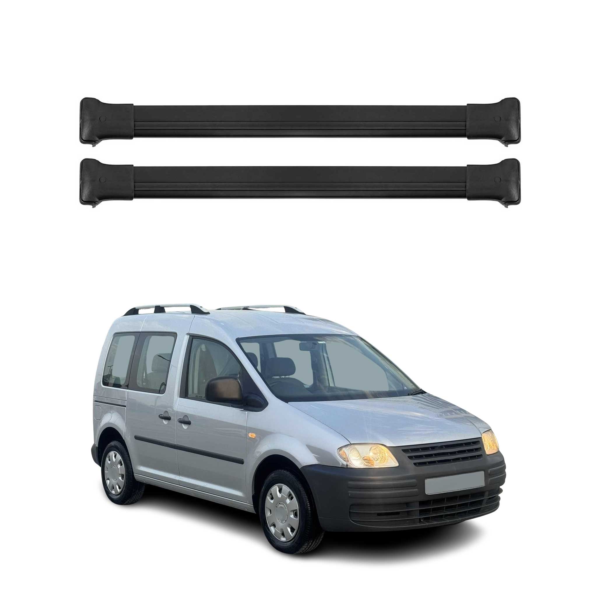 Dachträger Grundtäger für VW Caddy 2004-2020 75kg Aluminium Schwarz 2 tlg