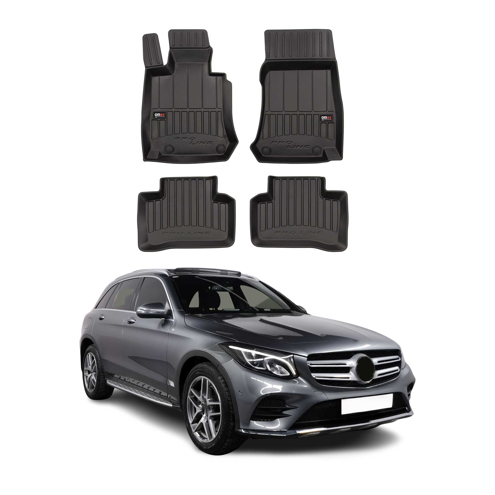 OMAC Gummi Fußmatten für Mercedes GLC X253 C253 2015-2022 Premium TPE Schwarz 4x