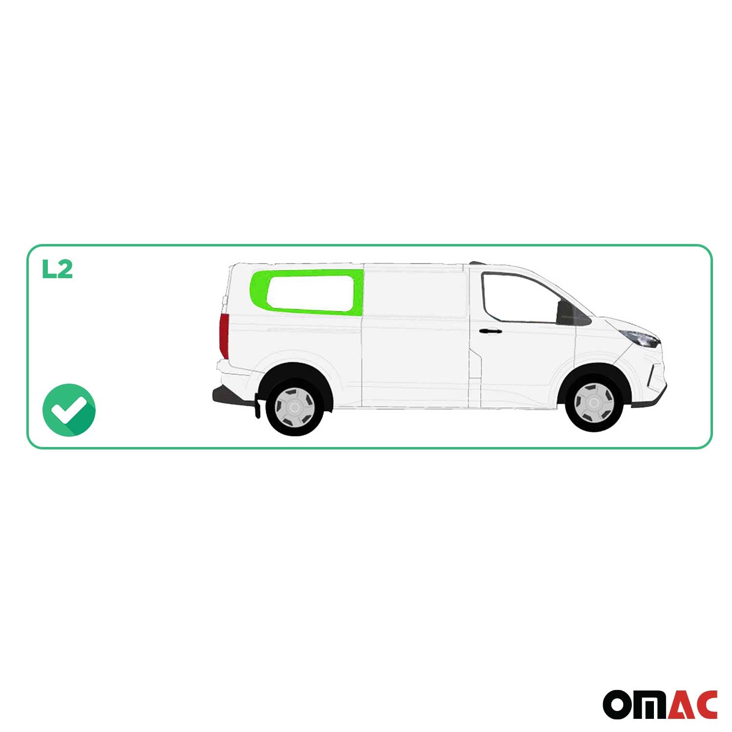 Seitenfenster Sicherheitsglas für Ford Transit Custom ab 2023 Hinten Rechts L2