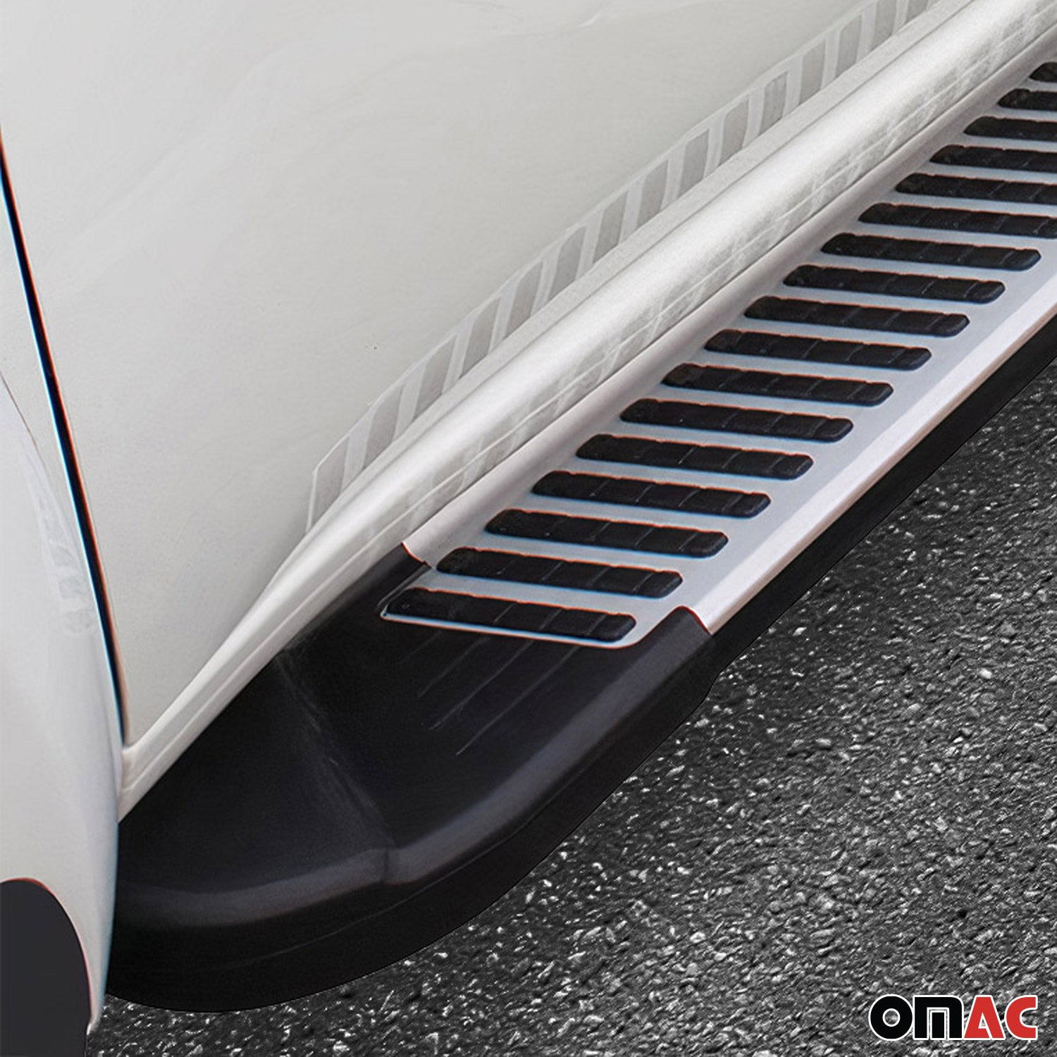 Trittbretter Seitenbretter für Mercedes-Benz Vito 2003-14 L1 Alu Schwarz-Silber