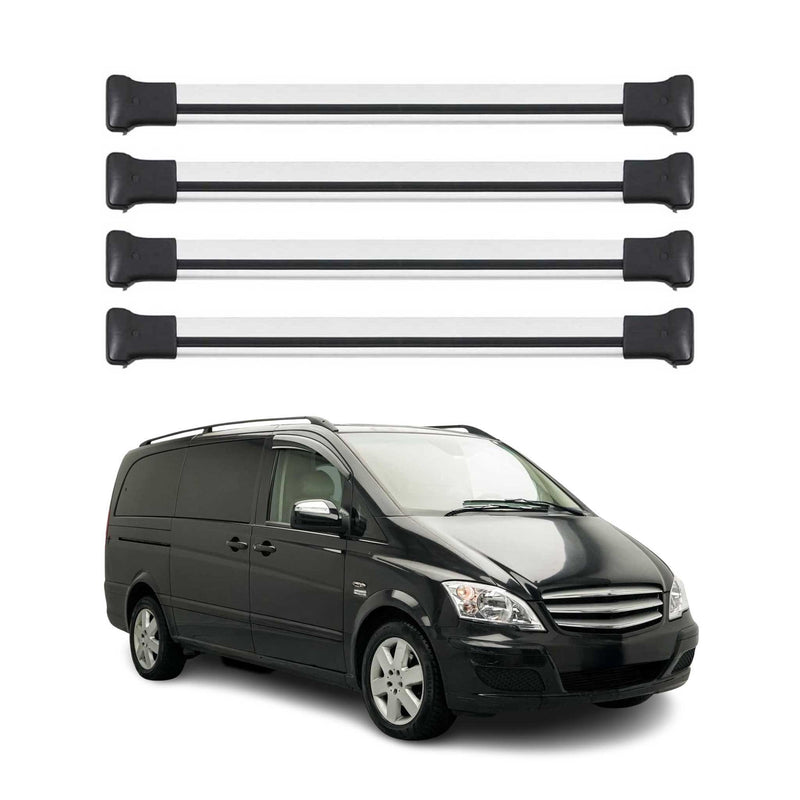 Dachträger Grundtäger für Mercedes Viano Vito W639 2003-2014 75kg Alu Grau 4 tlg
