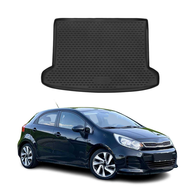 Kofferraummatte Kofferraumwanne für Kia Rio X-Line 2011-2017 Gummi TPE Schwarz