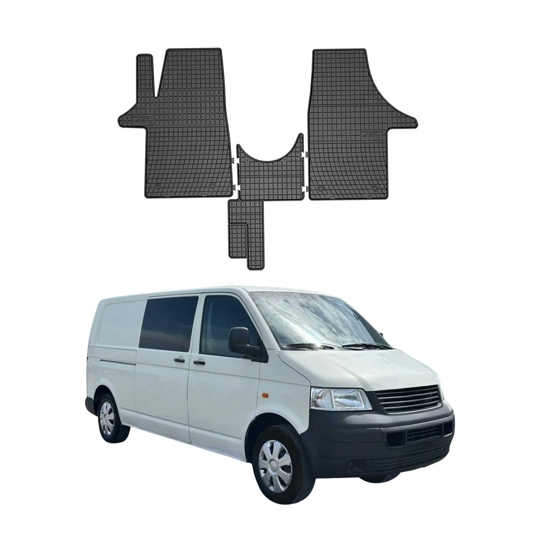 OMAC Gummi Fußmatten für VW T5 2003-2015 Automatten Gummi Schwarz 3tlg