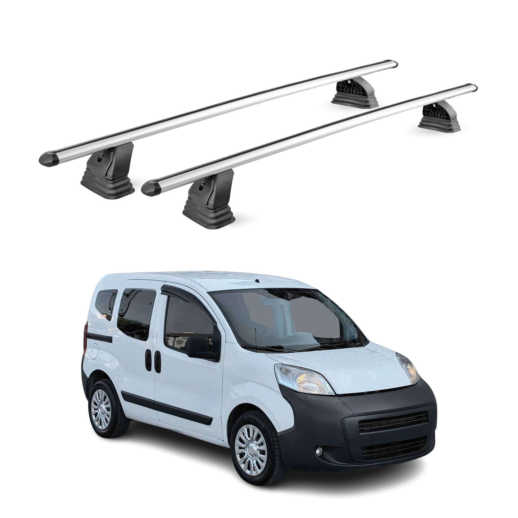Alu Dachträger für Peugeot Bipper 2007-2016 TÜV T-Nut Abschließbar 2tlg Silber